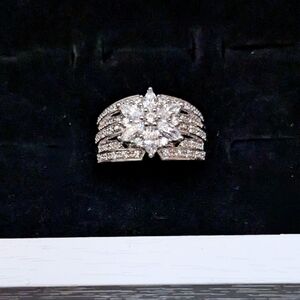 Diamonique × Lisa Mason Floral Bridal Ring Size 7